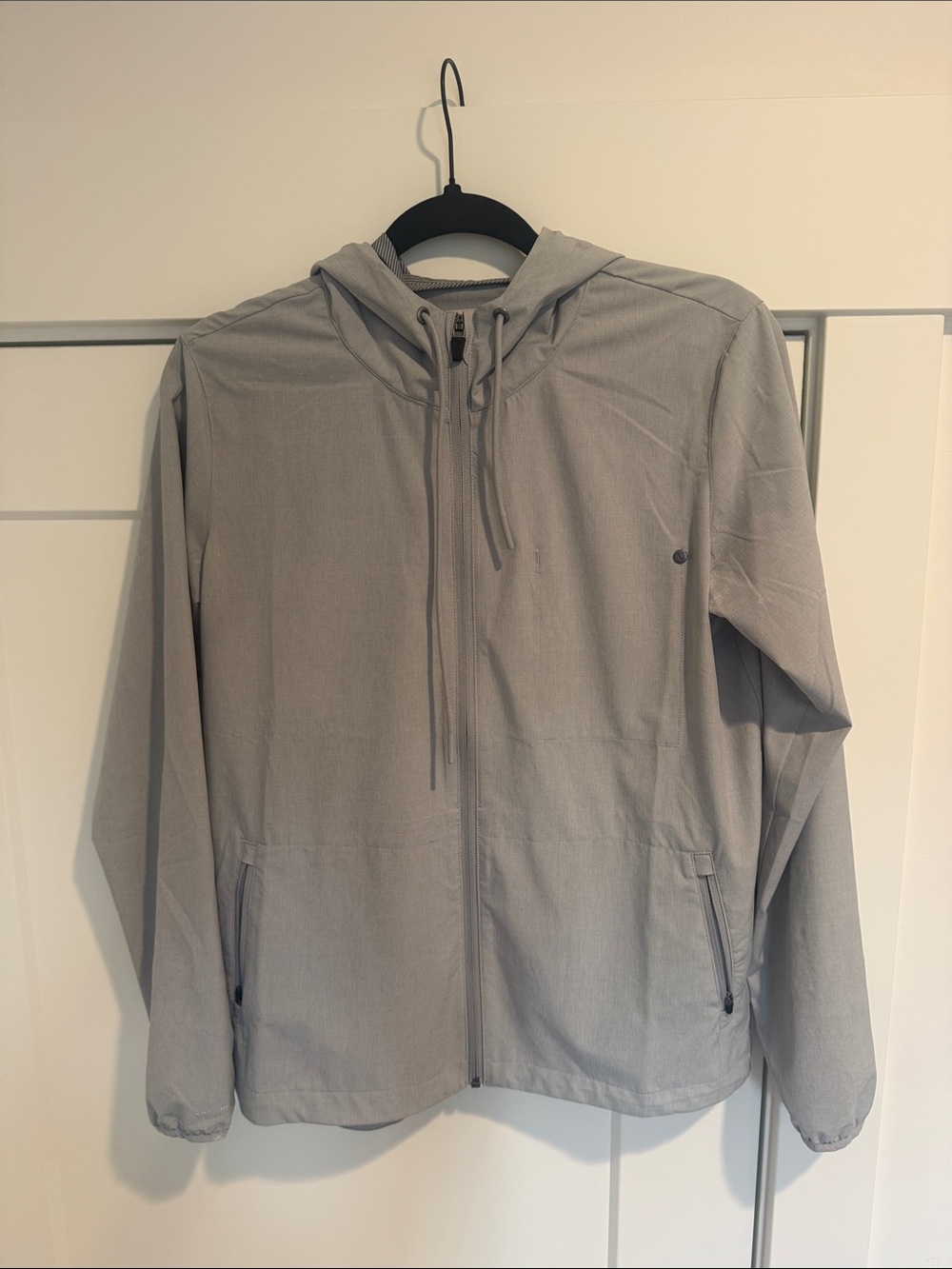 Vuori Light Gray Hooded Zip Jacket